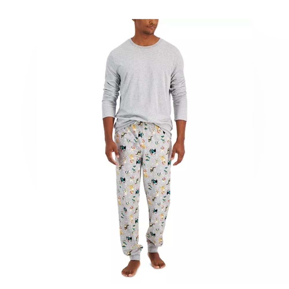 New Men’s Family Pajamas Matching Men's Holiday Dogs & Cats Mix size large